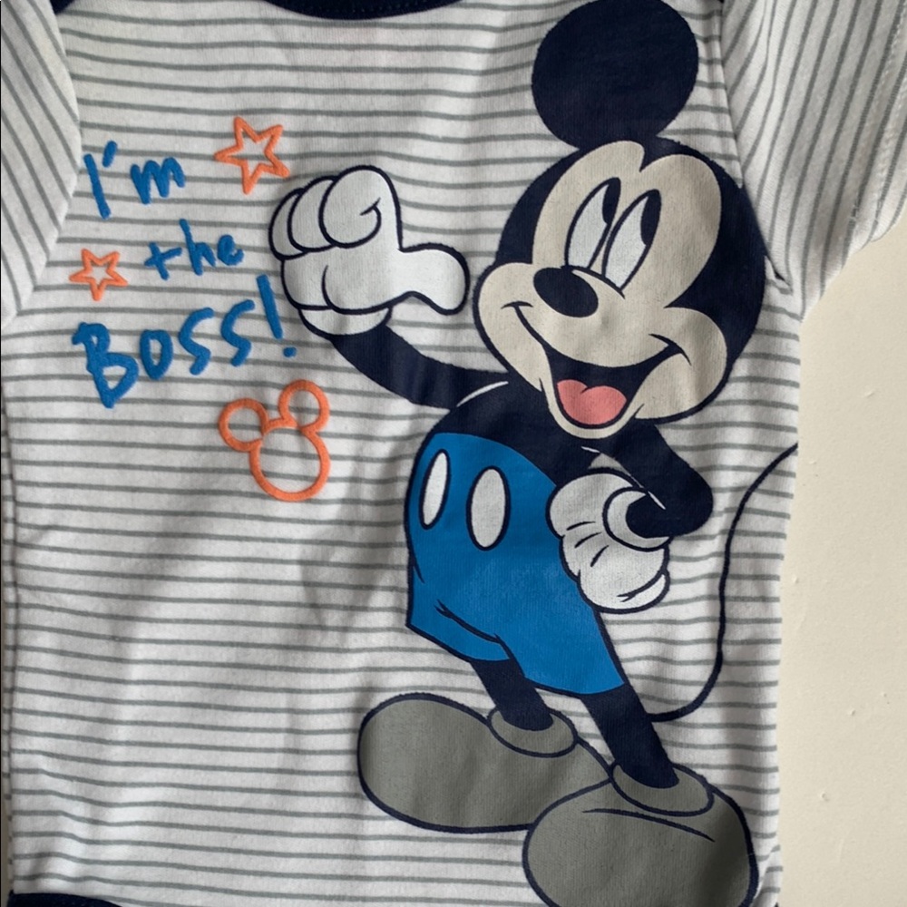 Disney Mickey Mouse Baby One Piece Set - Blue and White 3-6 Months - Picture 6 of 12